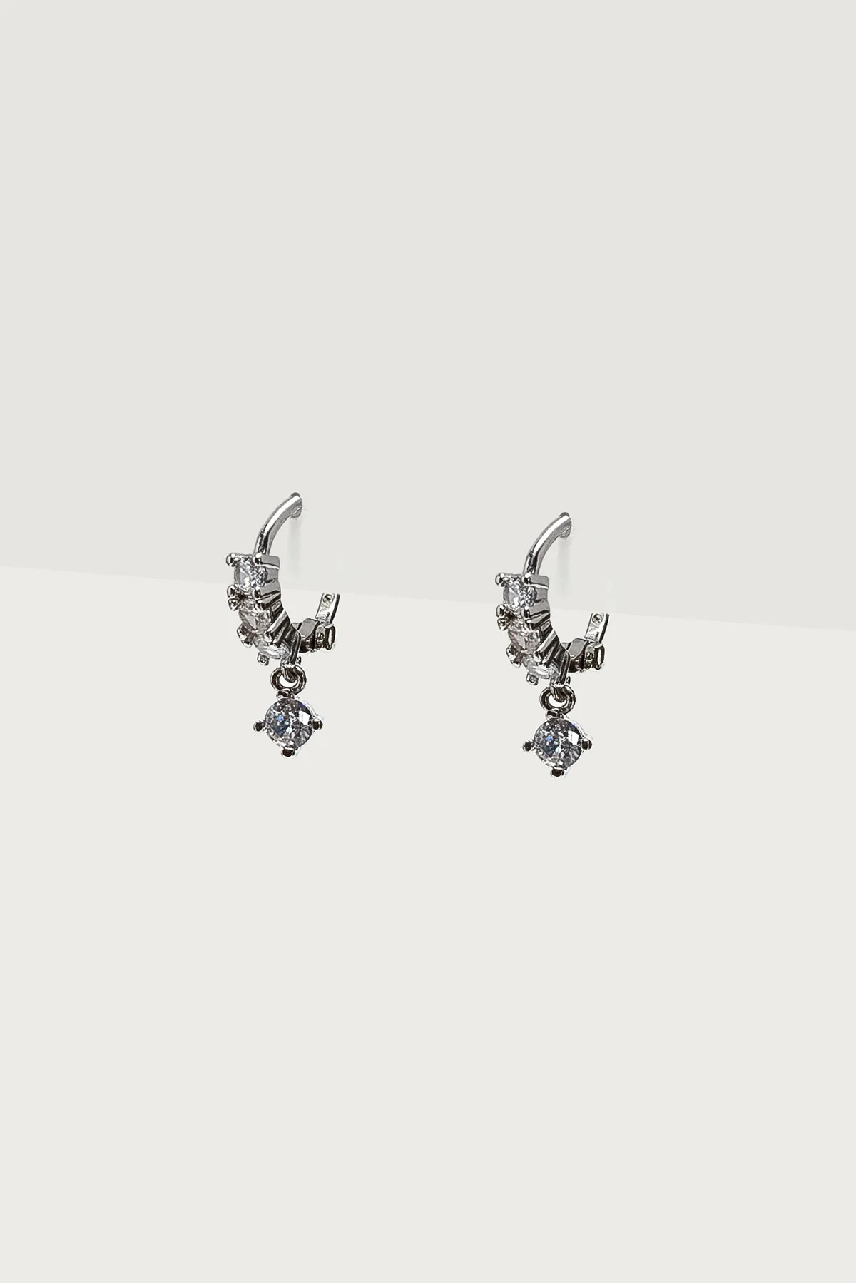 Faux Diamond Huggy Hoop Earrings - Image 2