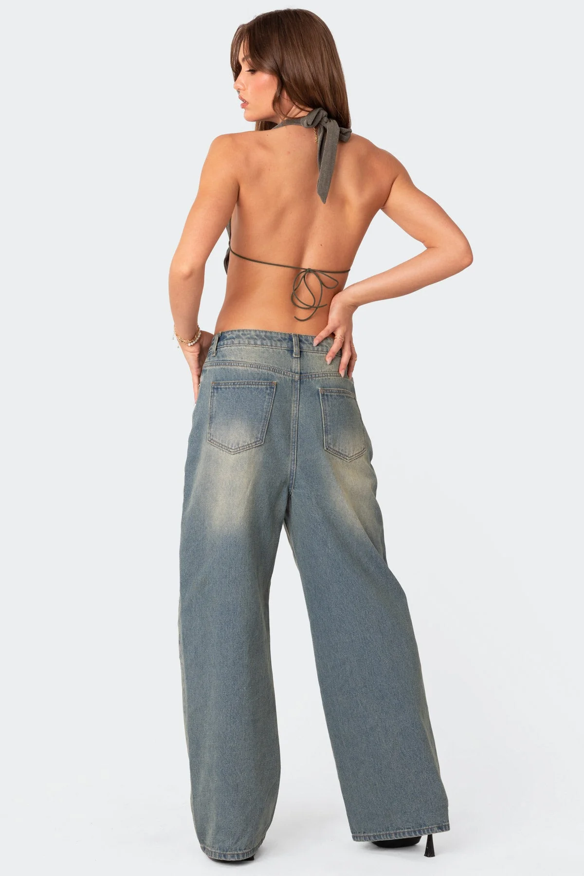 Scoop Neck Open Back Crop Top - Image 5