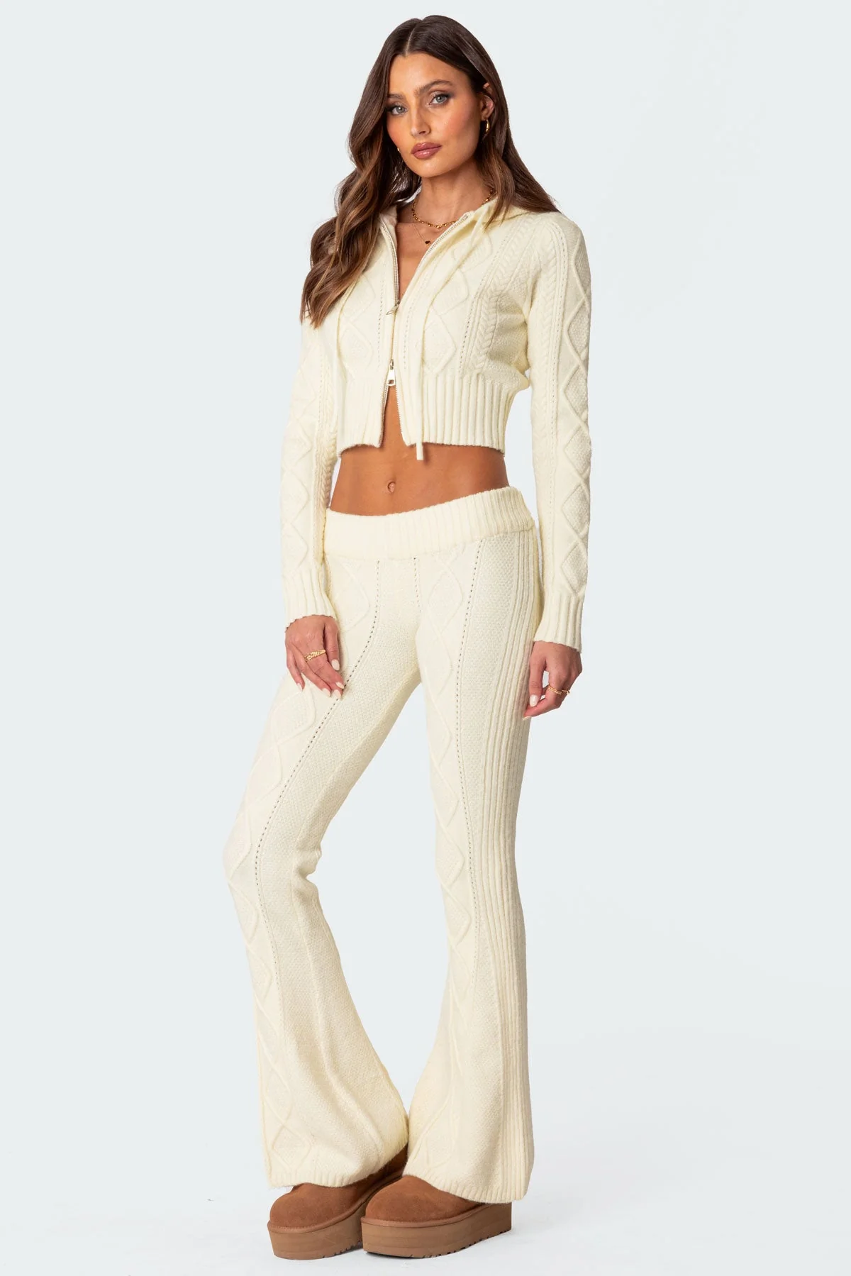 Ray Cable Knit Flared Trousers - Image 3