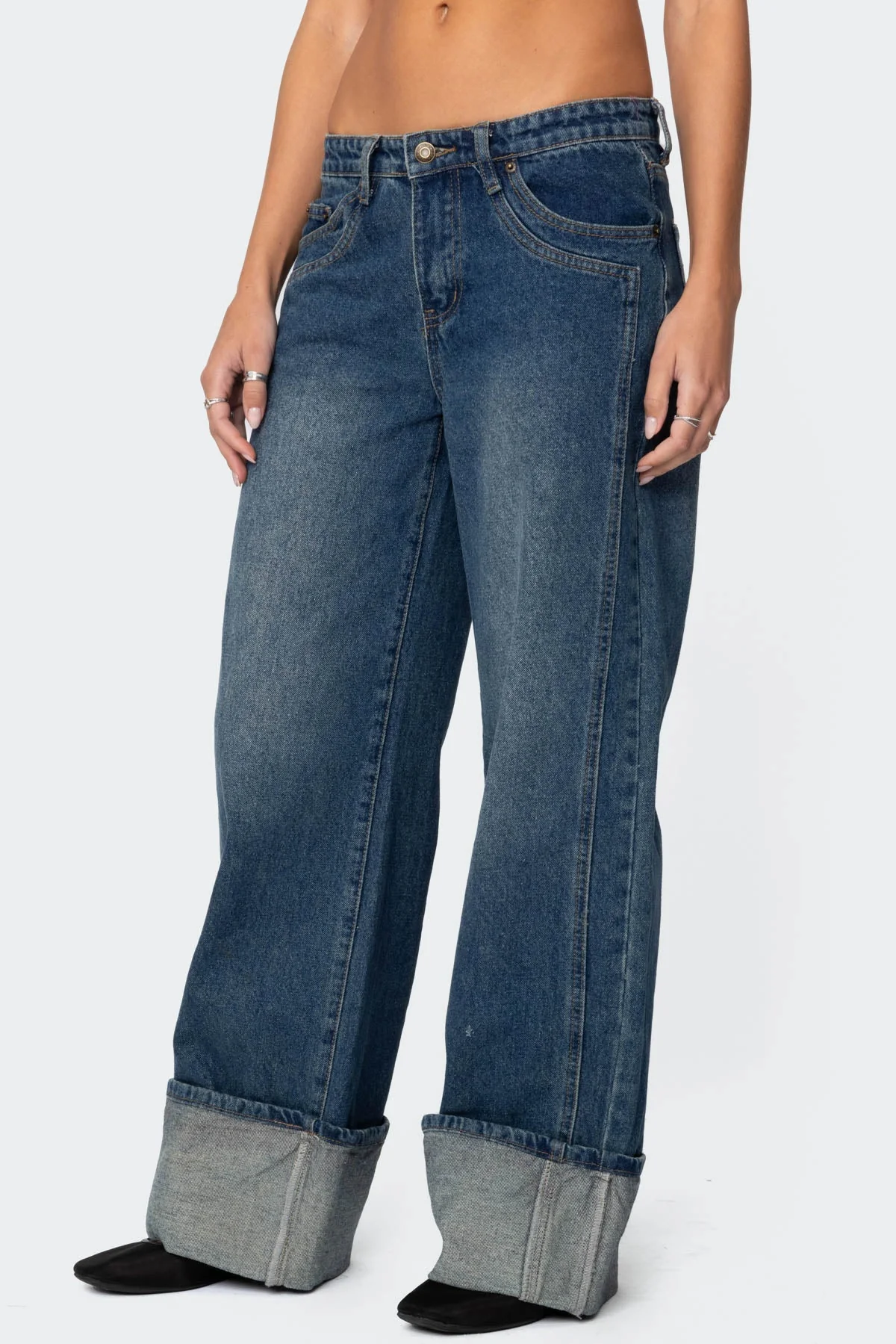 Vesper Cuffed Low Rise Baggy Jeans - Image 5