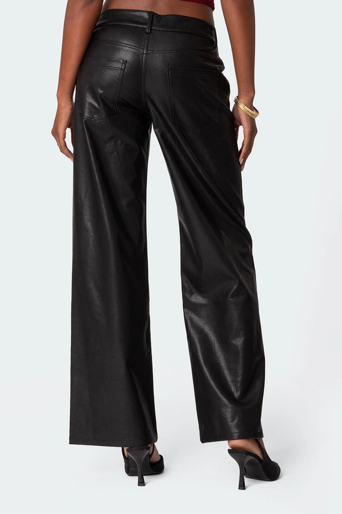 Faux Leather Straight Leg Trousers - Image 4