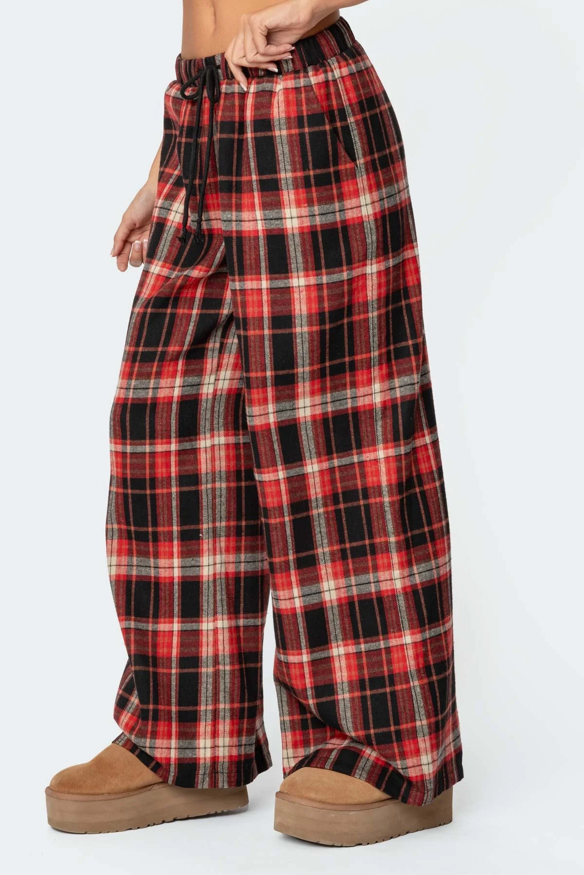 Lounge Around Plaid Wide Leg Trousers - Image 3