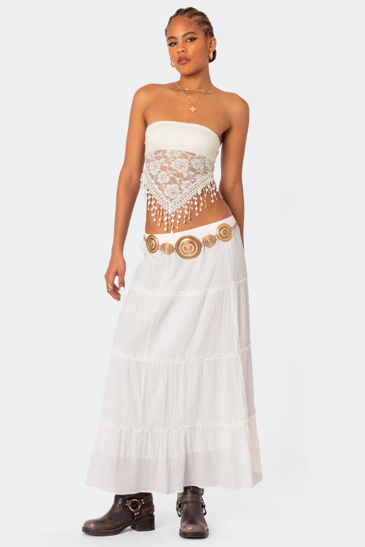 India Sheer Lace Strapless Top - Image 4