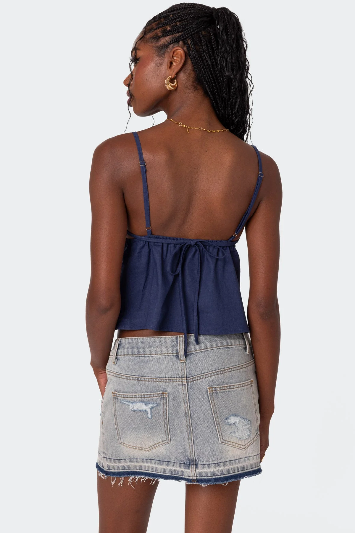Linen Look Open Back Top - Image 4