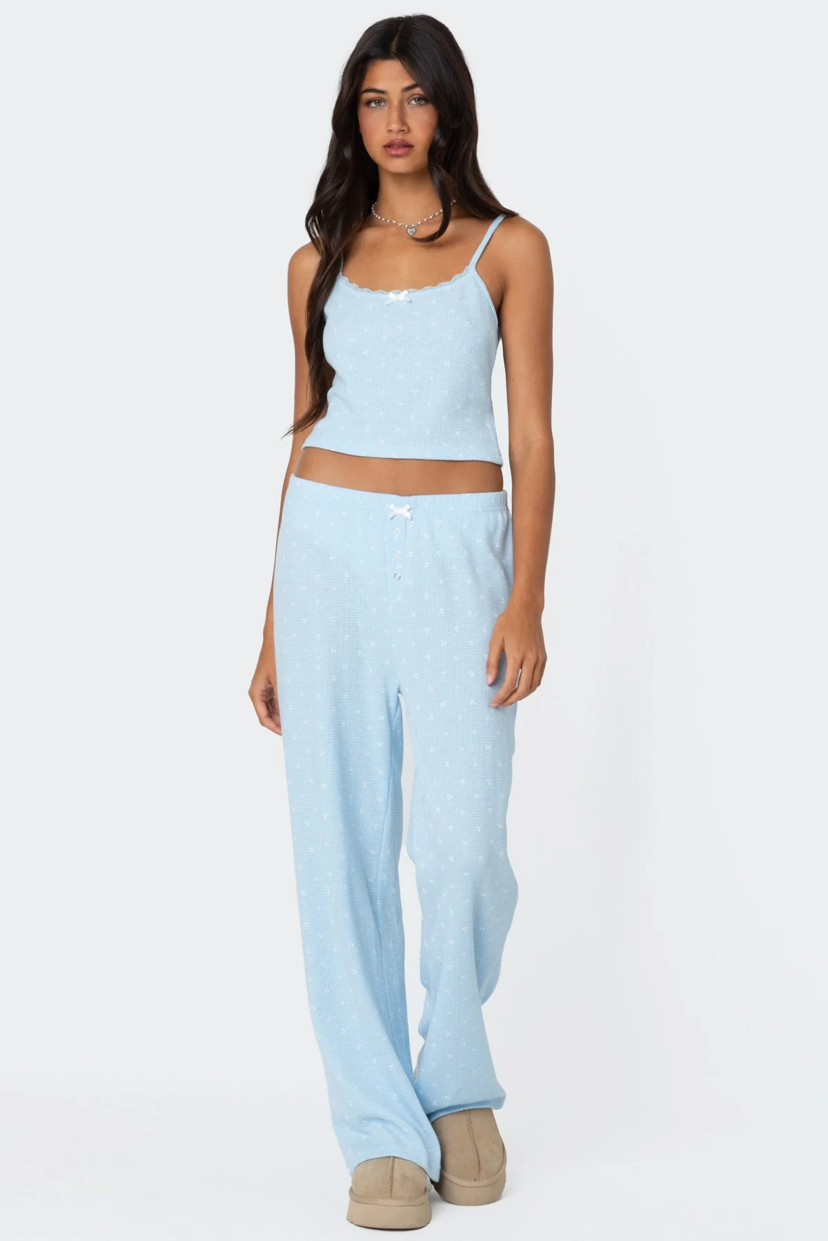 Petal Printed Waffle Trousers
