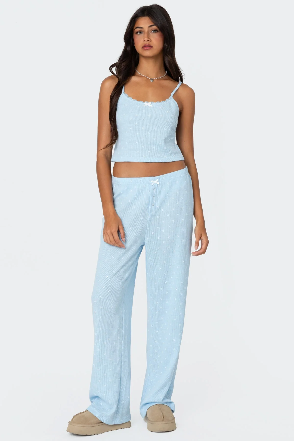 Petal Printed Waffle Trousers - Image 5