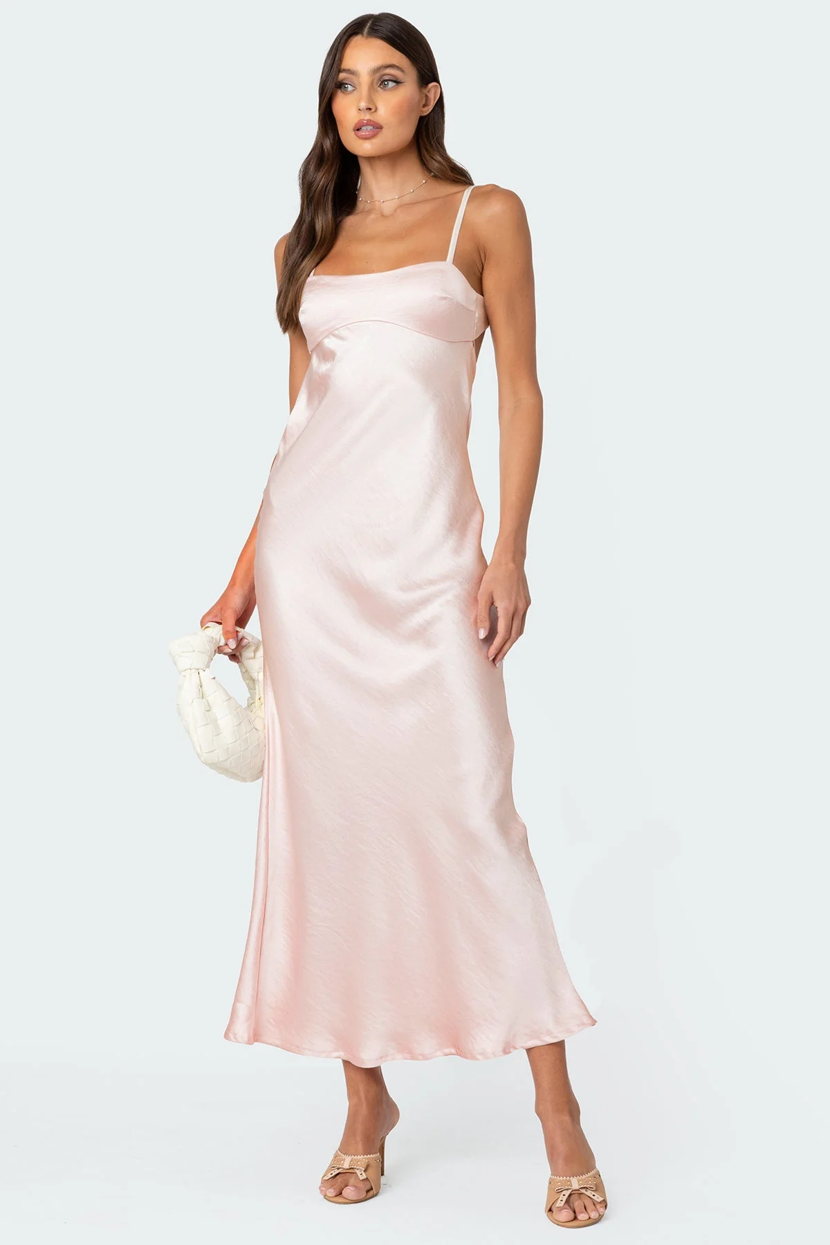 Vienna Open Back Satin Effect Maxi Dress - Image 2