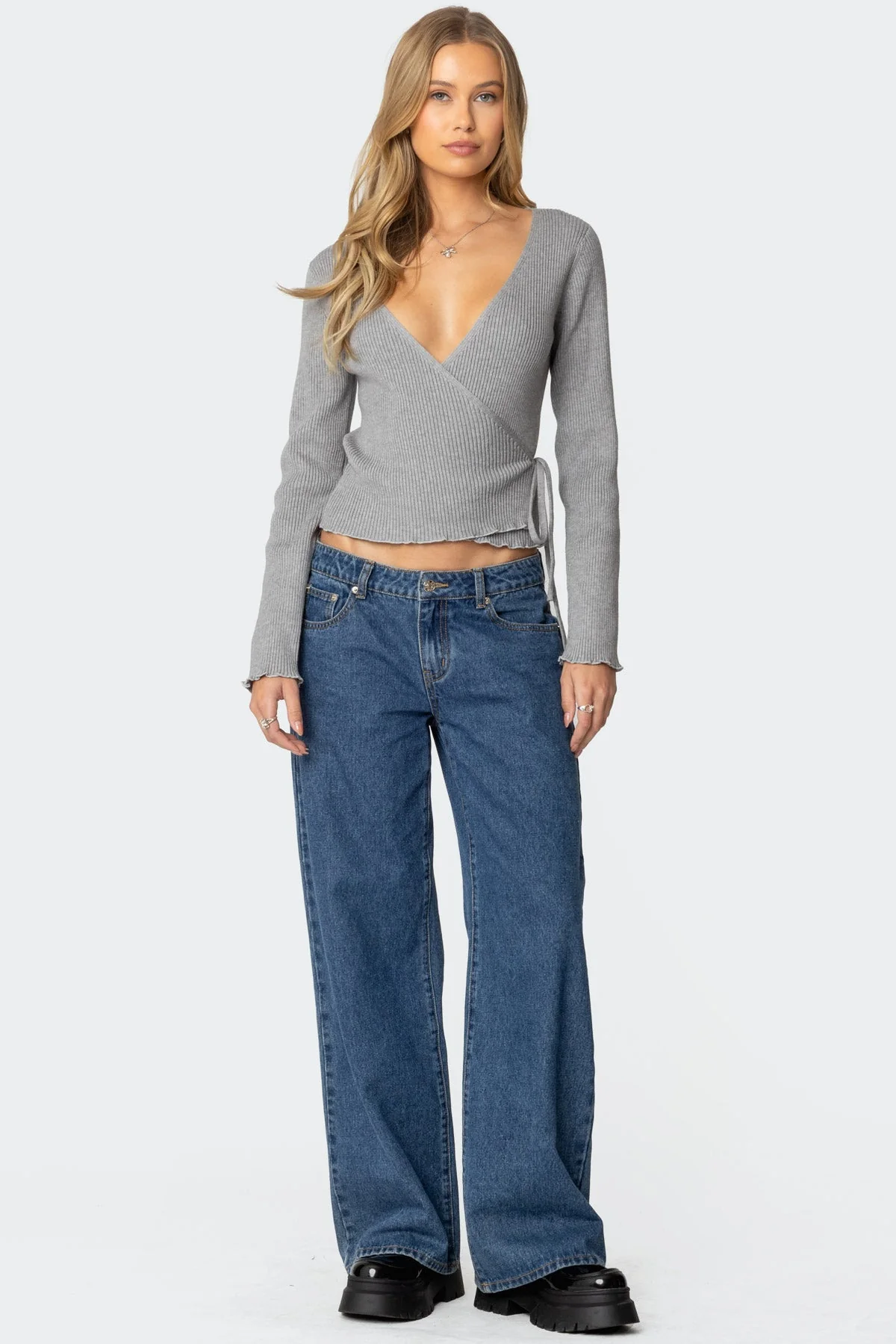 Paden Ribbed Knit Wrap Top - Image 5