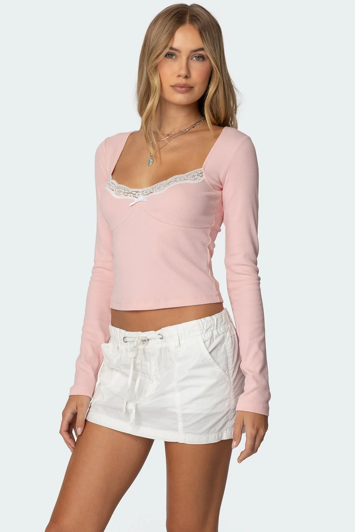 Morgyn Lace Trim Ribbed Top - Image 3