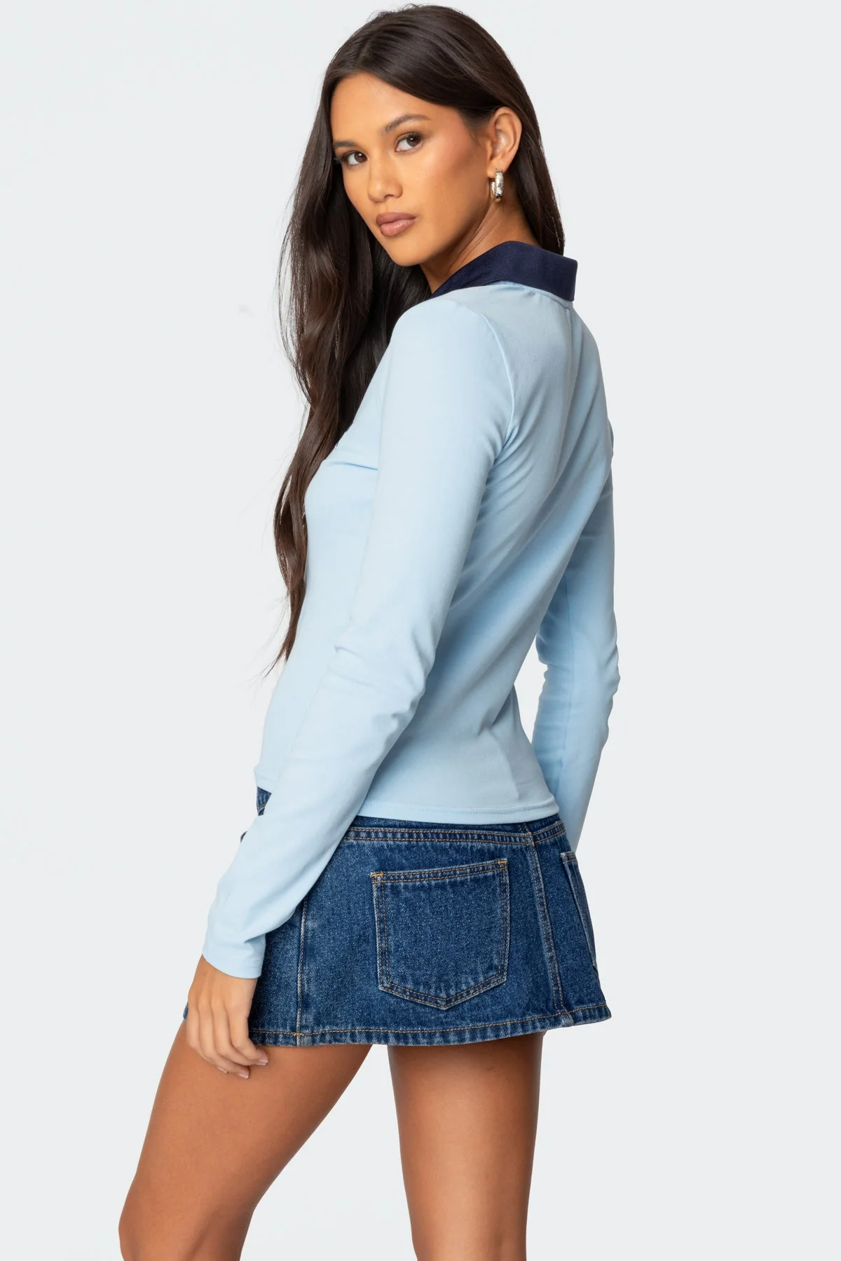 Contrast Bow Polo Top - Image 4