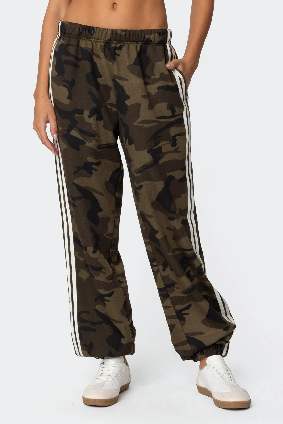 Camo Contrast Striped Joggers - Image 4