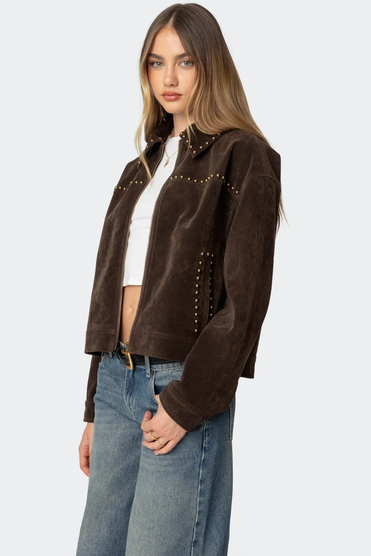 Memphis Studded Faux Suede Jacket - Image 3