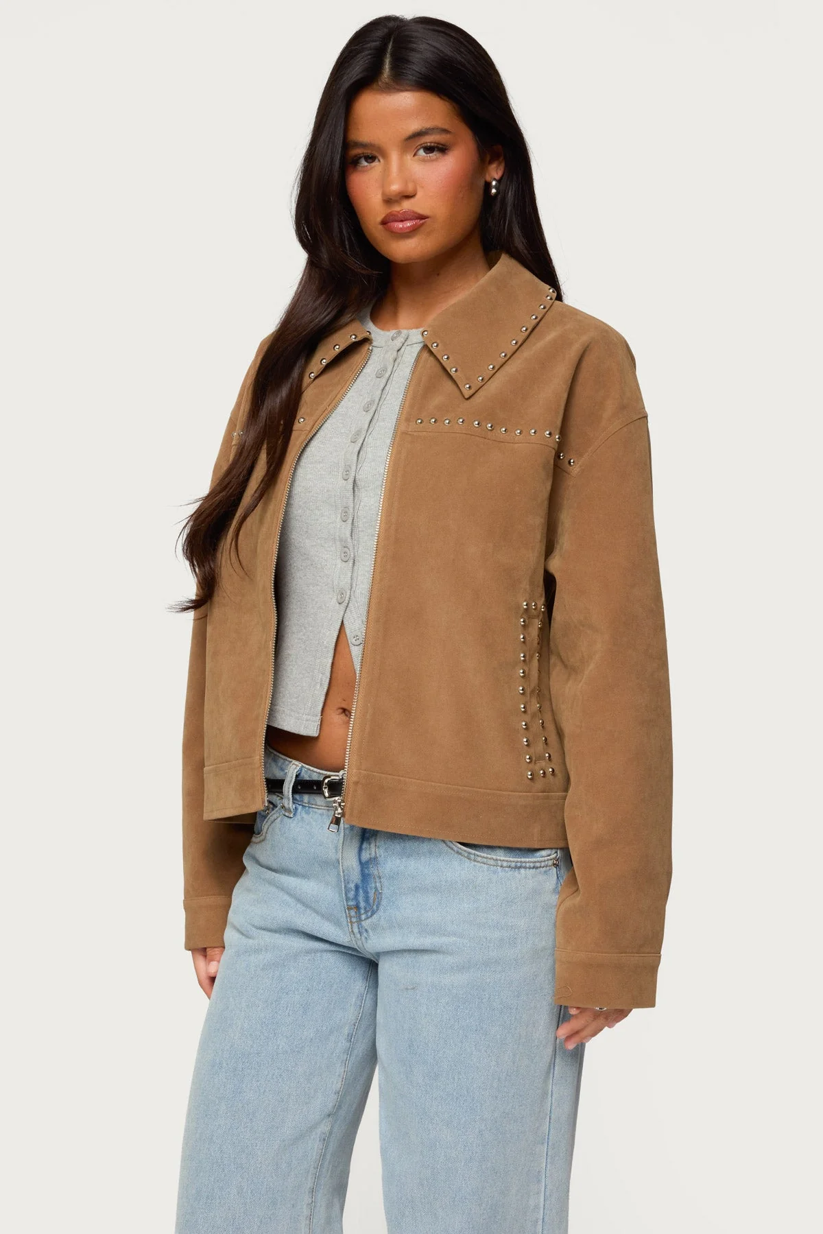 Memphis Studded Faux Suede Jacket - Image 4
