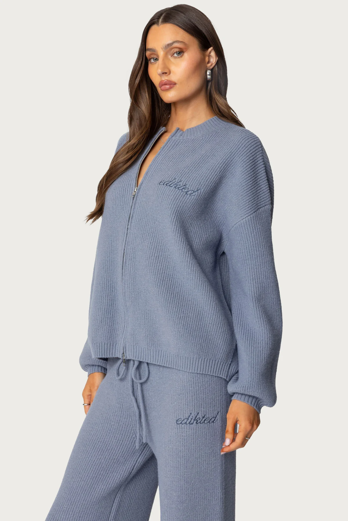 Kris Ribbed Knit Zip Up Sweater - Image 4