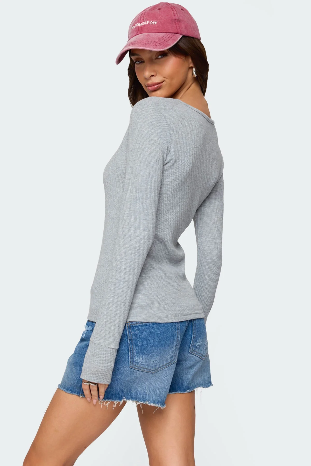 Helaine Waffle Henley T Shirt - Image 5
