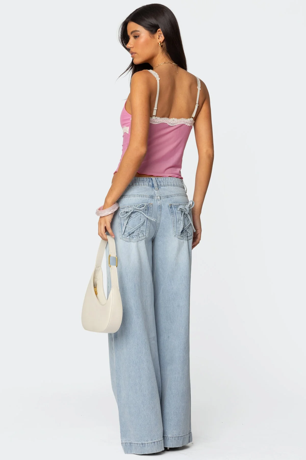 Contrast Lacey Mesh Tank Top - Image 5