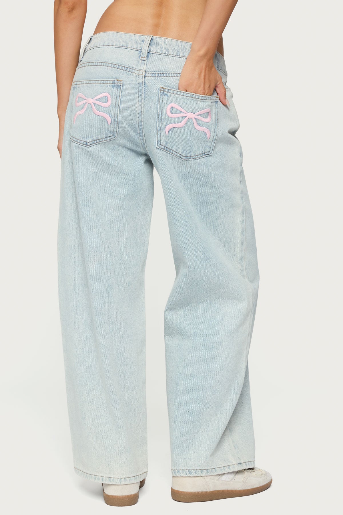 Petite Bow Pocket Low Rise Baggy Jeans - Image 5