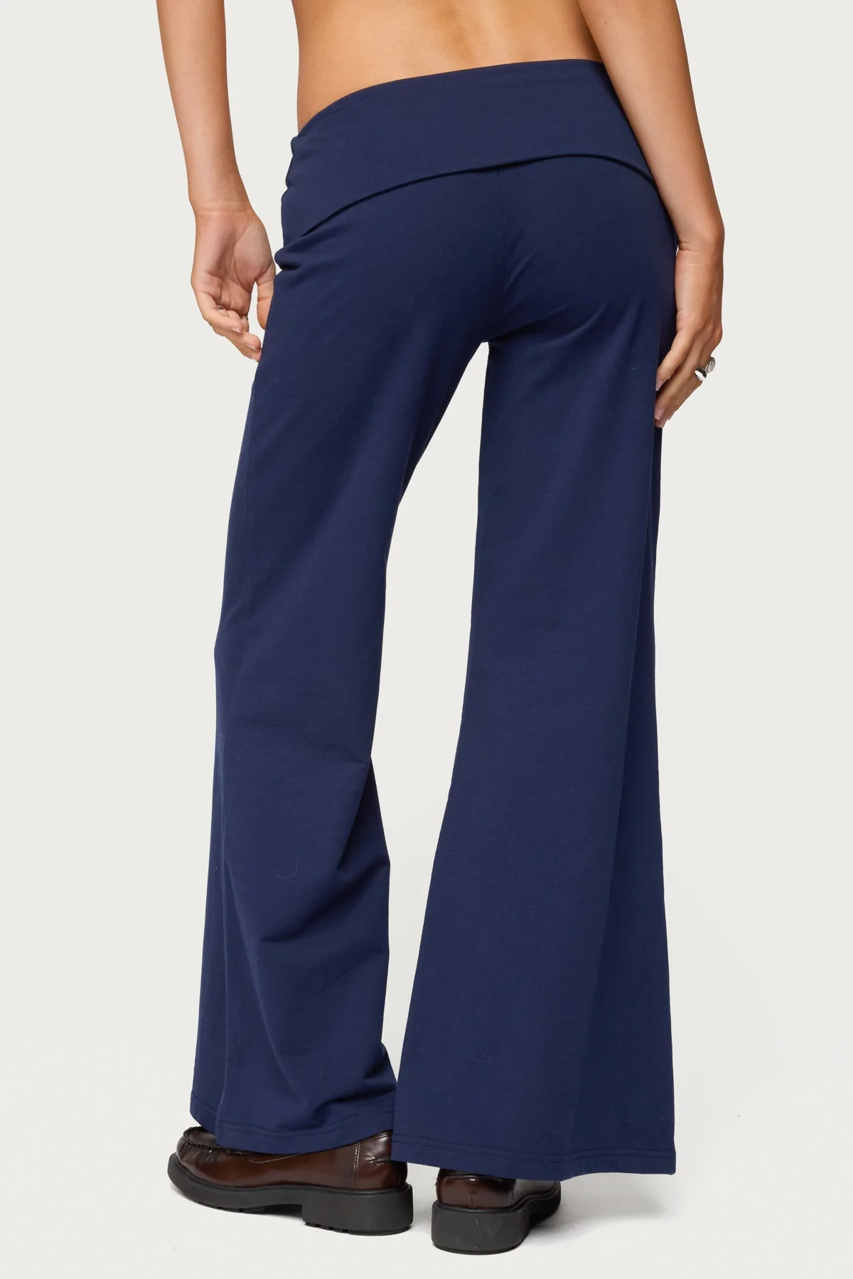 Petite Wide Leg Fold Over Trousers - Image 4