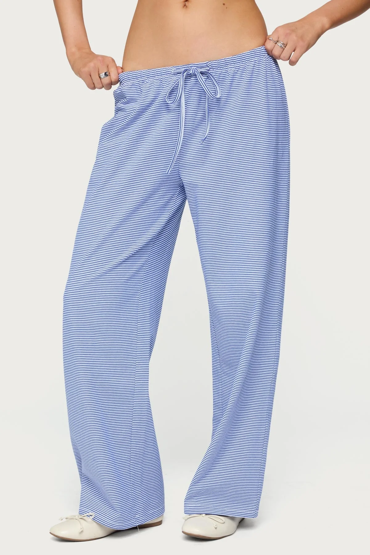 Petite Olivia Striped Loose Fit Trousers - Image 4
