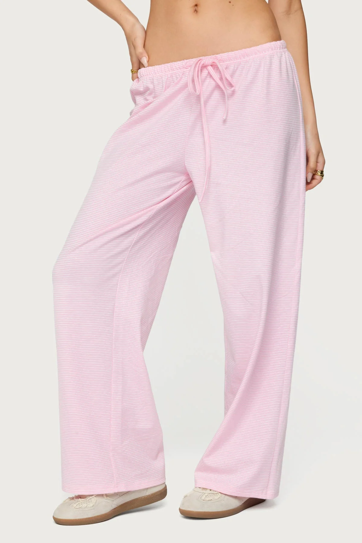 Petite Olivia Striped Loose Fit Trousers - Image 3