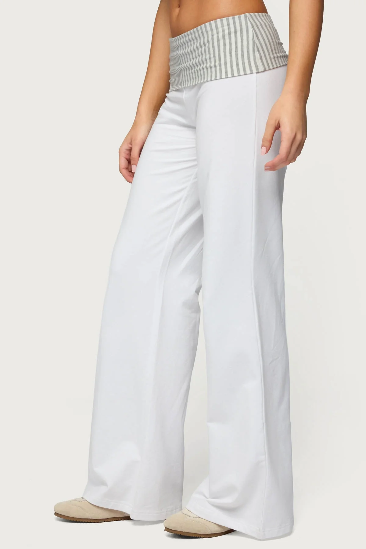 Meshey Striped Foldover Trousers - Image 3