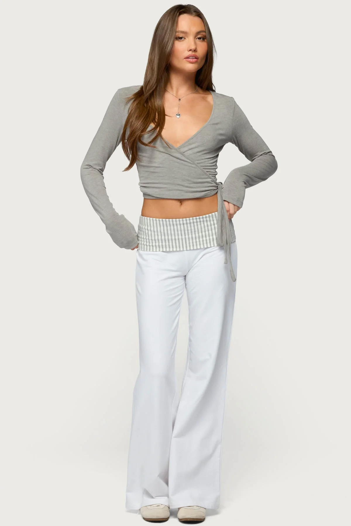 Meshey Striped Foldover Trousers - Image 4