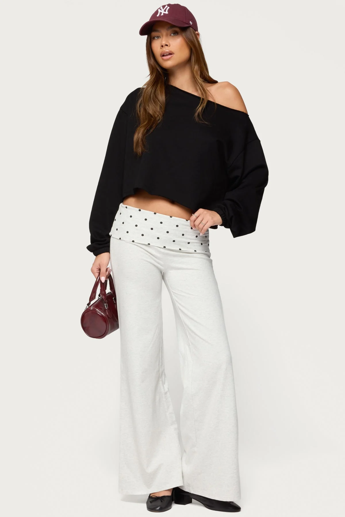 Reeva Polka Dot Foldover Trousers - Image 2