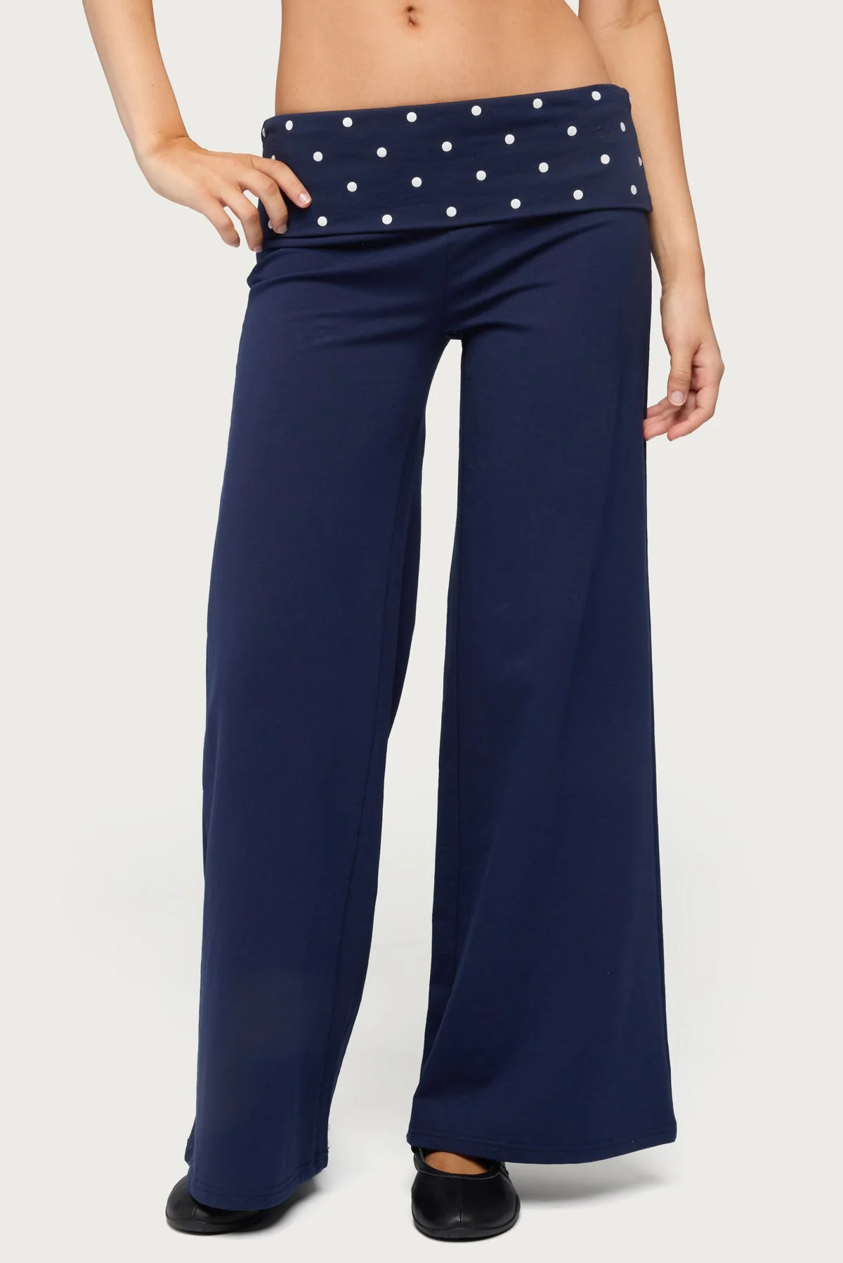 Petite Reeva Polka Dot Foldover Trousers - Image 2