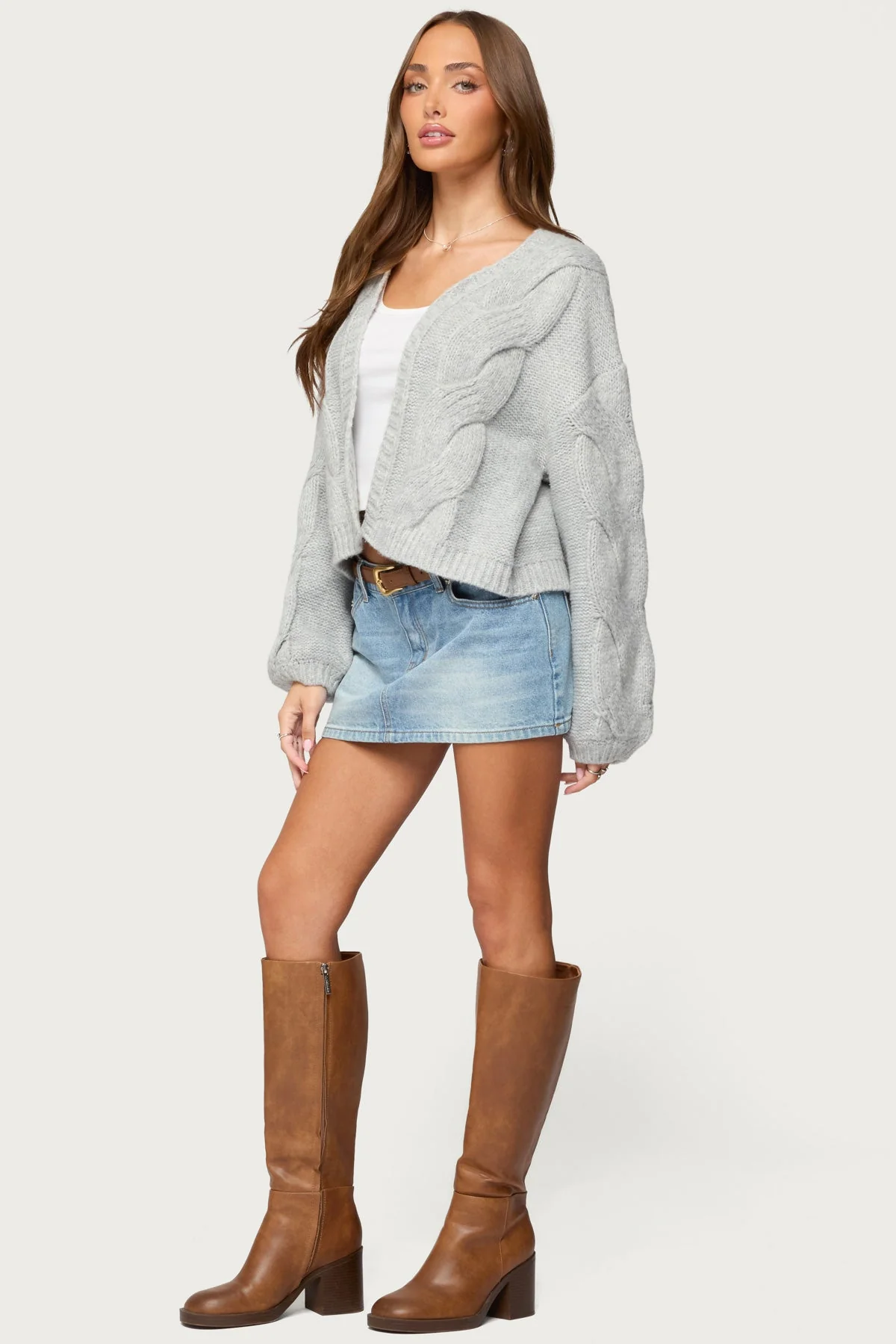 Braiden Chunky Cable Knit Cardigan - Image 4