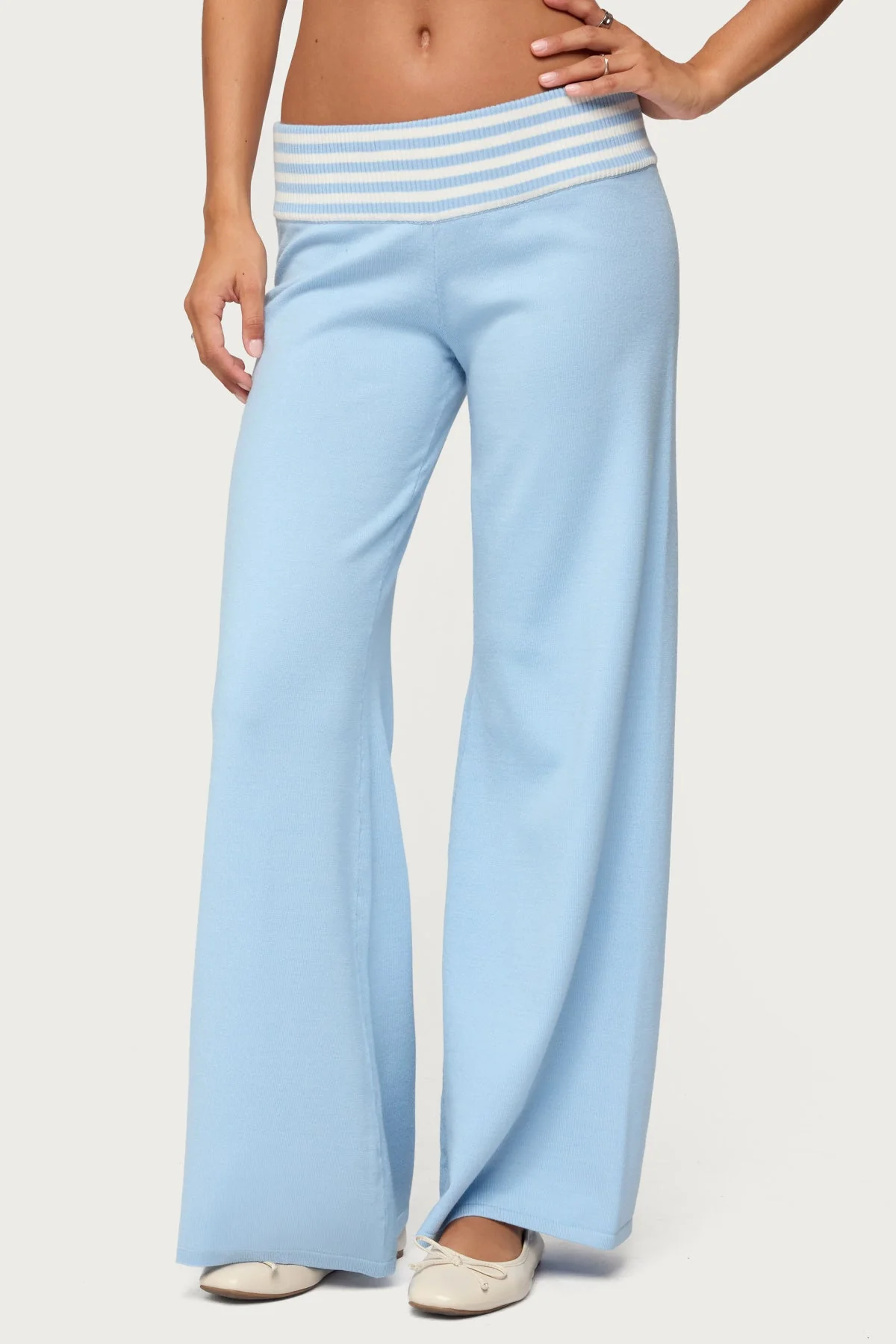 Clarisse Stripey Flared Knit Trousers - Image 2