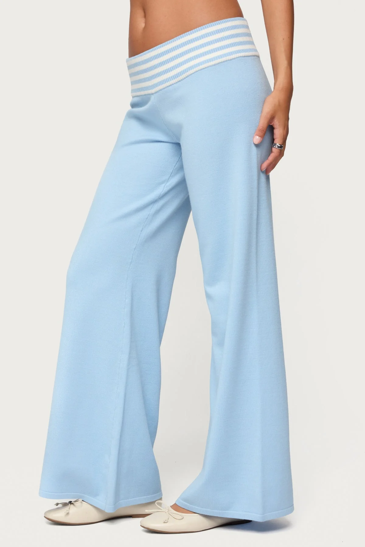Clarisse Stripey Flared Knit Trousers - Image 4