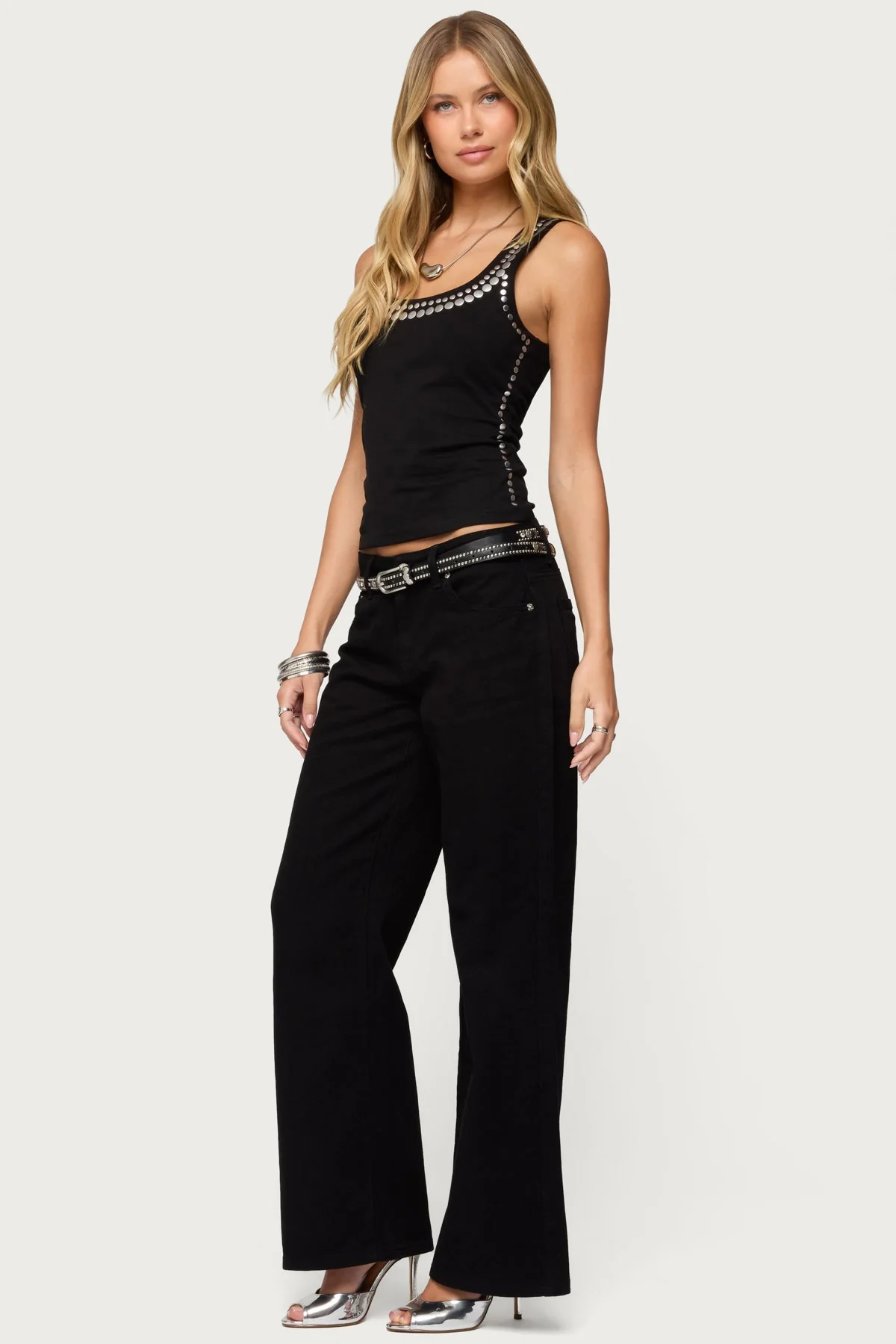 Studded Built In Bra Tank Top - Image 4