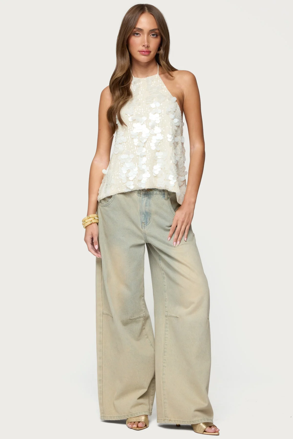 Ellorie Backless Sequin Halter Top - Image 5