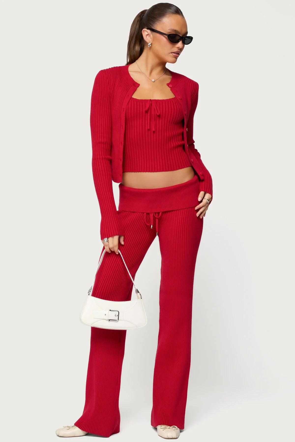 Adannah Tie Ribbed Knit Tank Top - Image 2