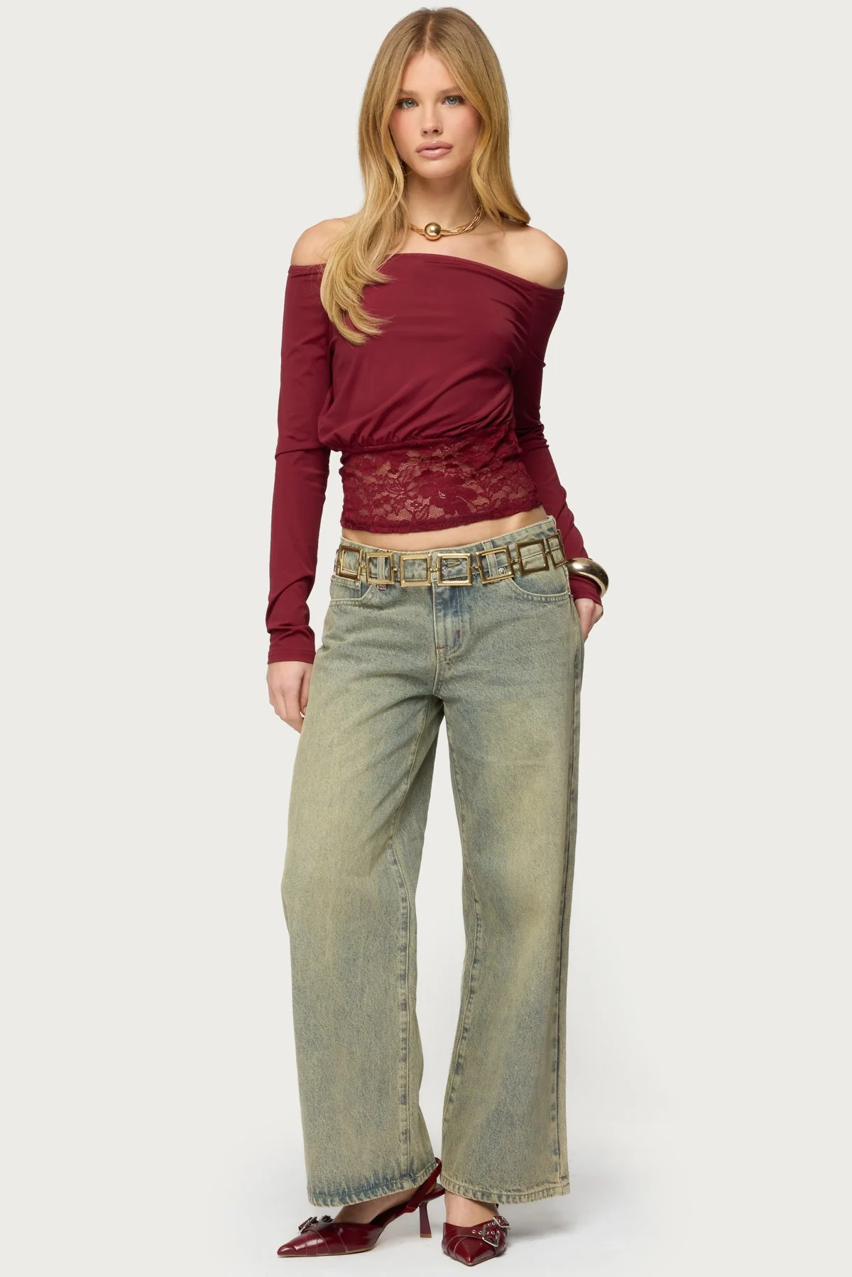 Dorona Lacey Off Shoulder Top - Image 2