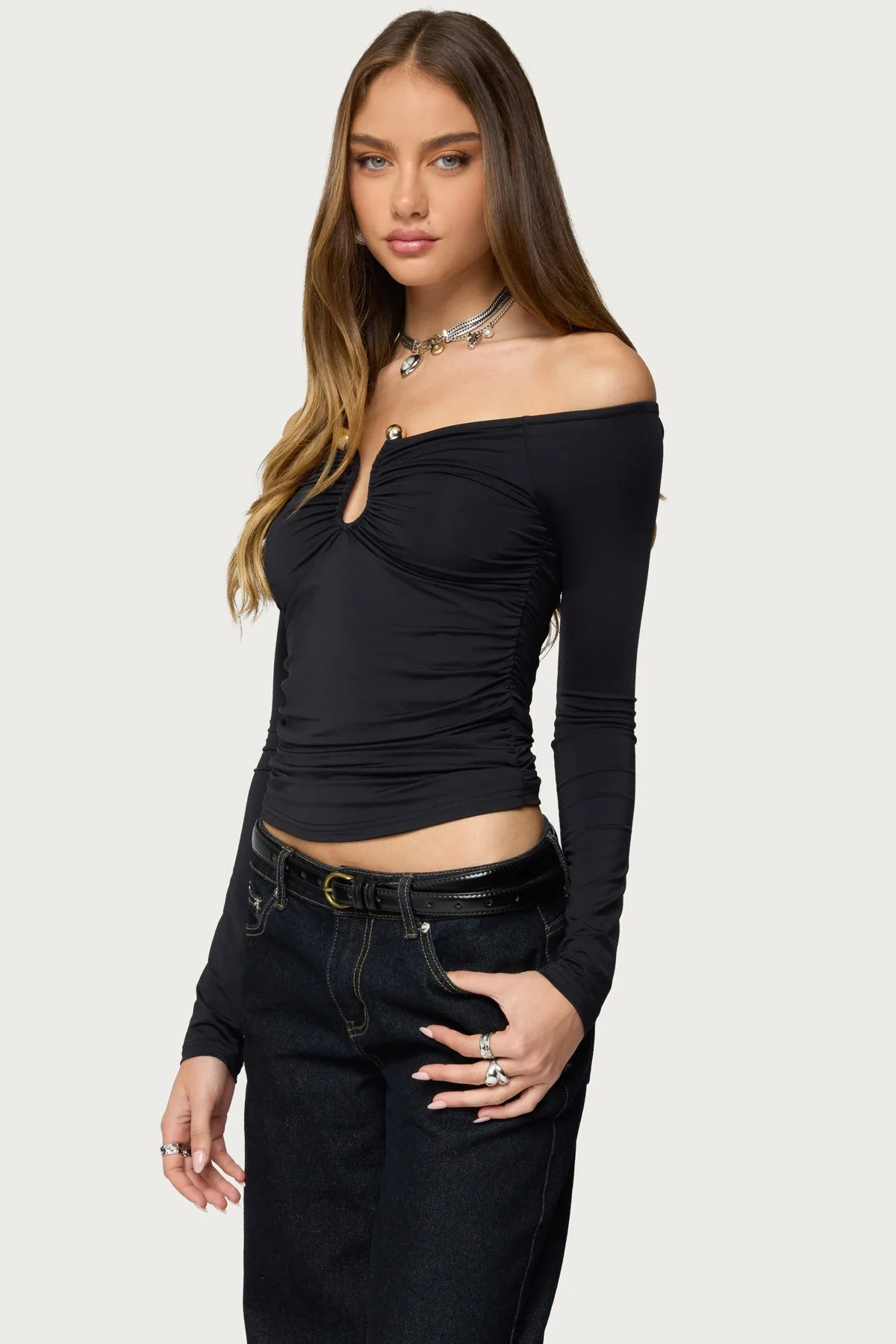 Halle Curved U Off Shoulder Top - Image 3