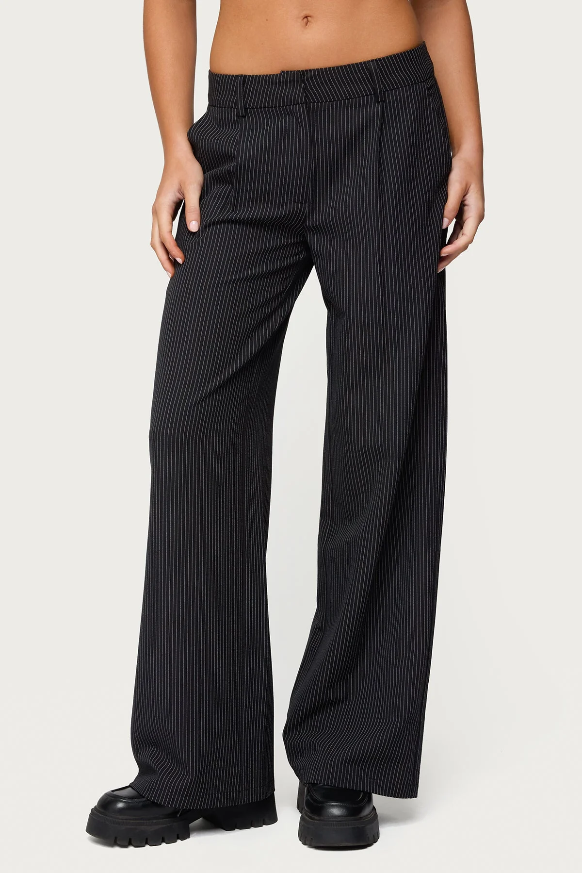 Pinstripe Tailored Straight Leg Trousers - Image 2