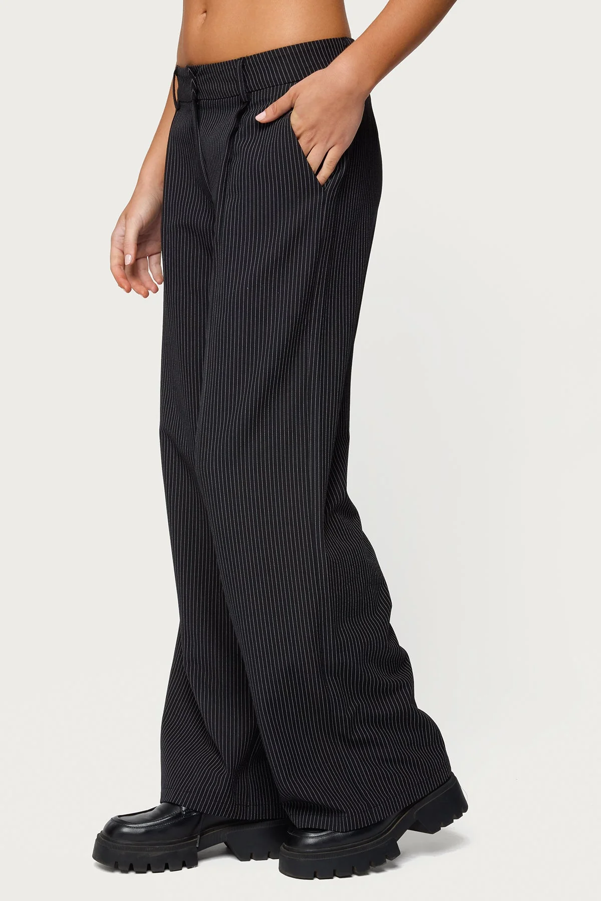 Pinstripe Tailored Straight Leg Trousers - Image 3