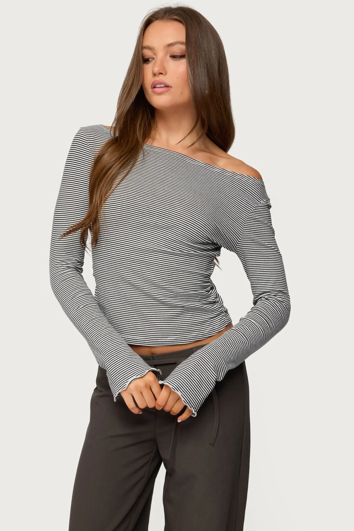 Leyna Striped Off Shoulder Top