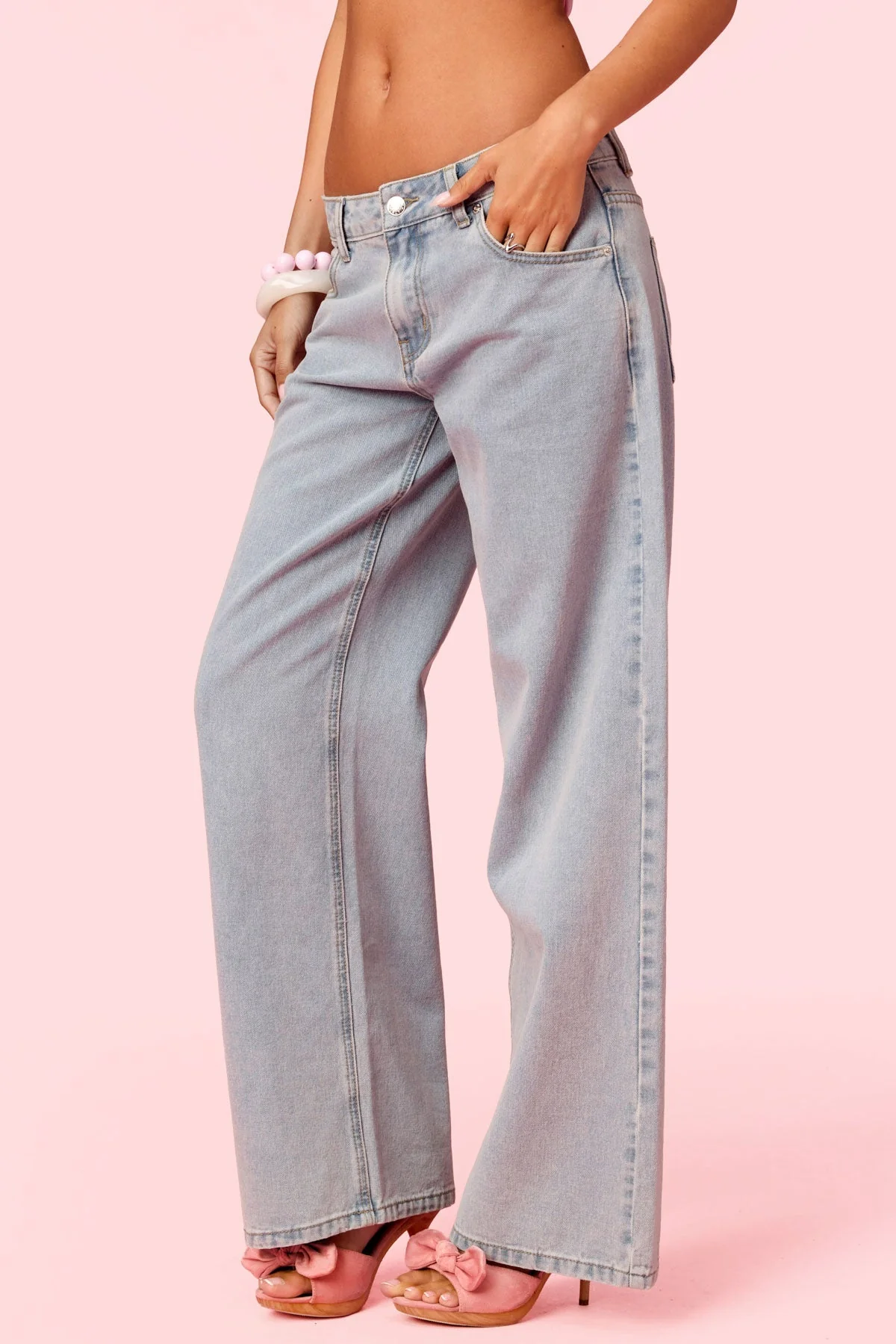 Embroidered Barbie™ Low Rise Baggy Jeans - Image 4
