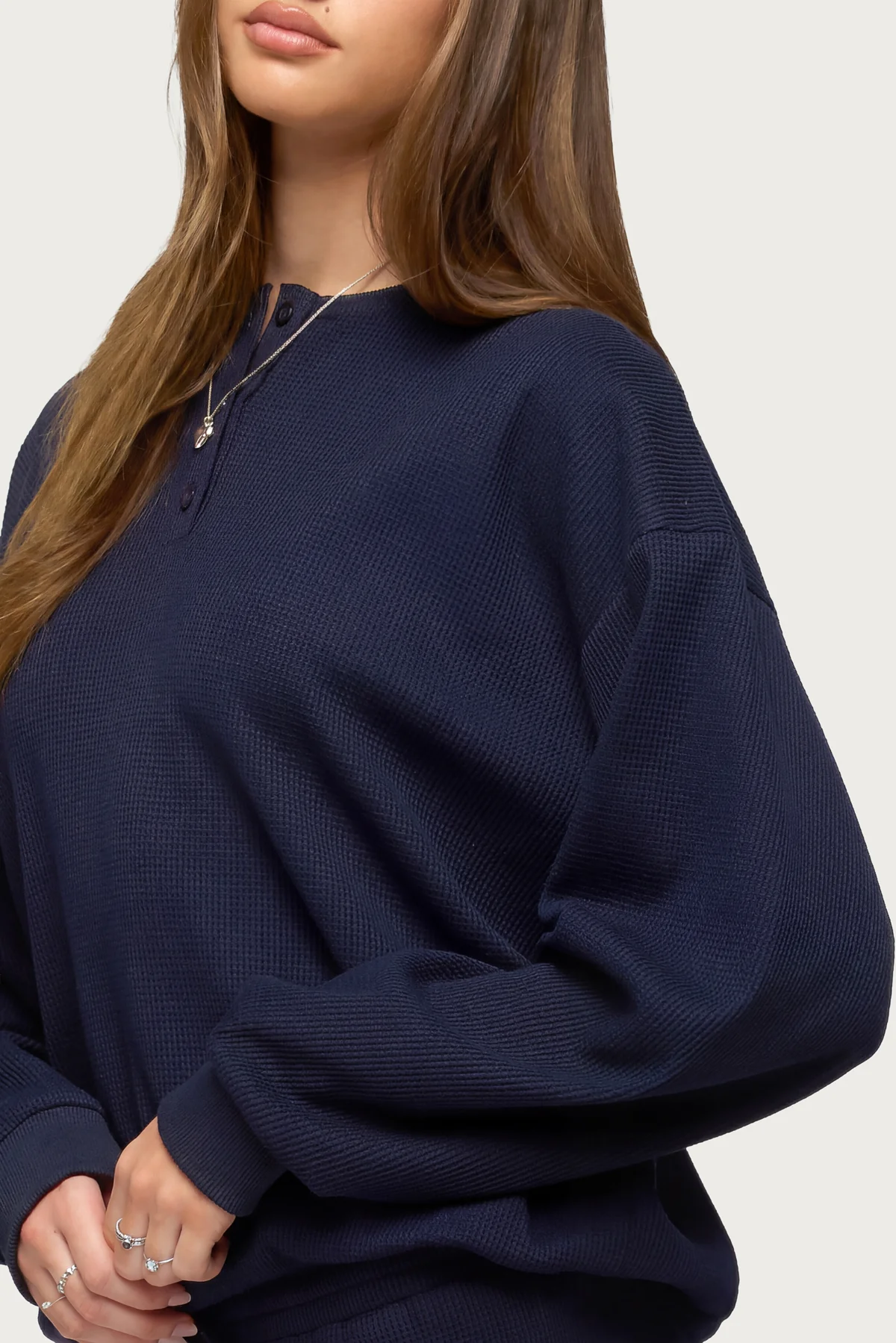 Baila Waffle Henley Top - Image 4