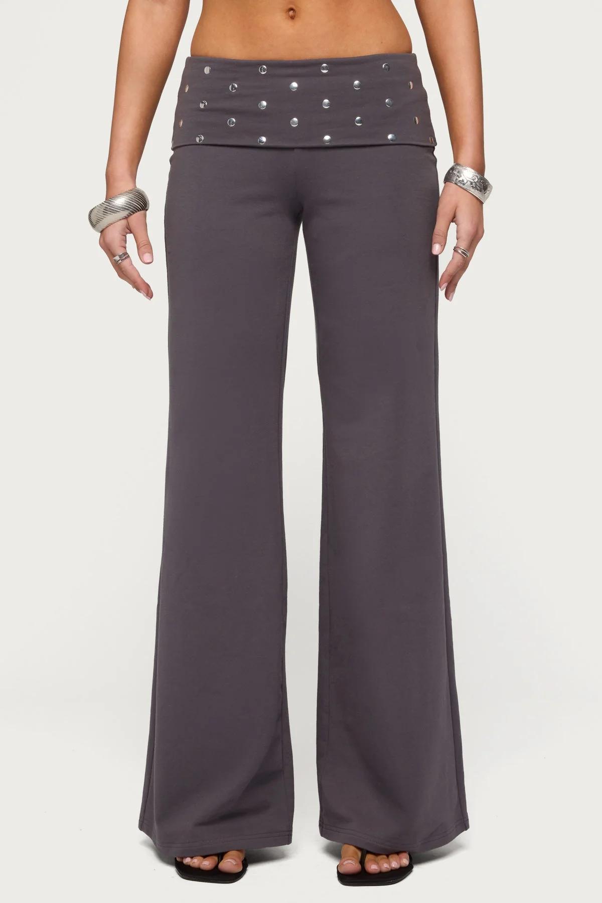 Breanna Studded Foldover Wide Leg Trousers - Image 2