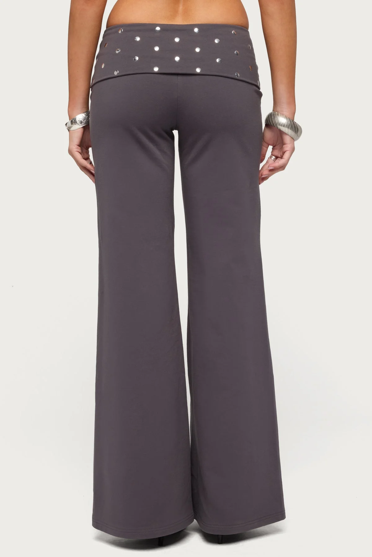 Breanna Studded Foldover Wide Leg Trousers - Image 5