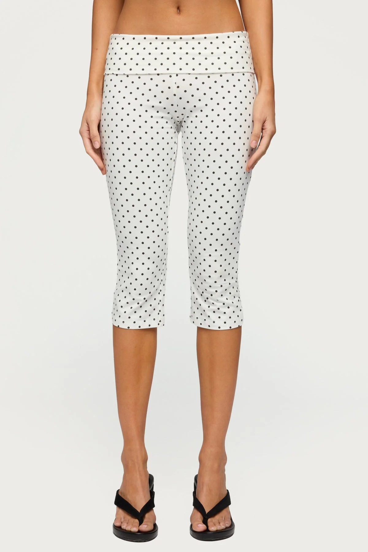 Eloisa Polka Dot Foldover Capri Trousers - Image 2