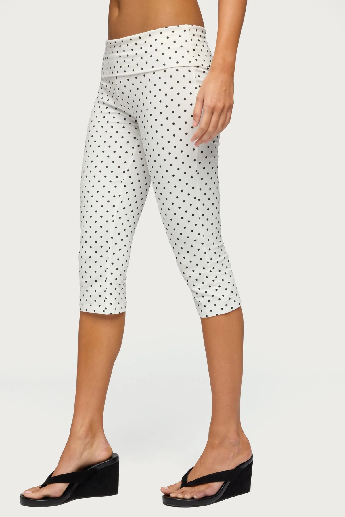 Eloisa Polka Dot Foldover Capri Trousers - Image 3