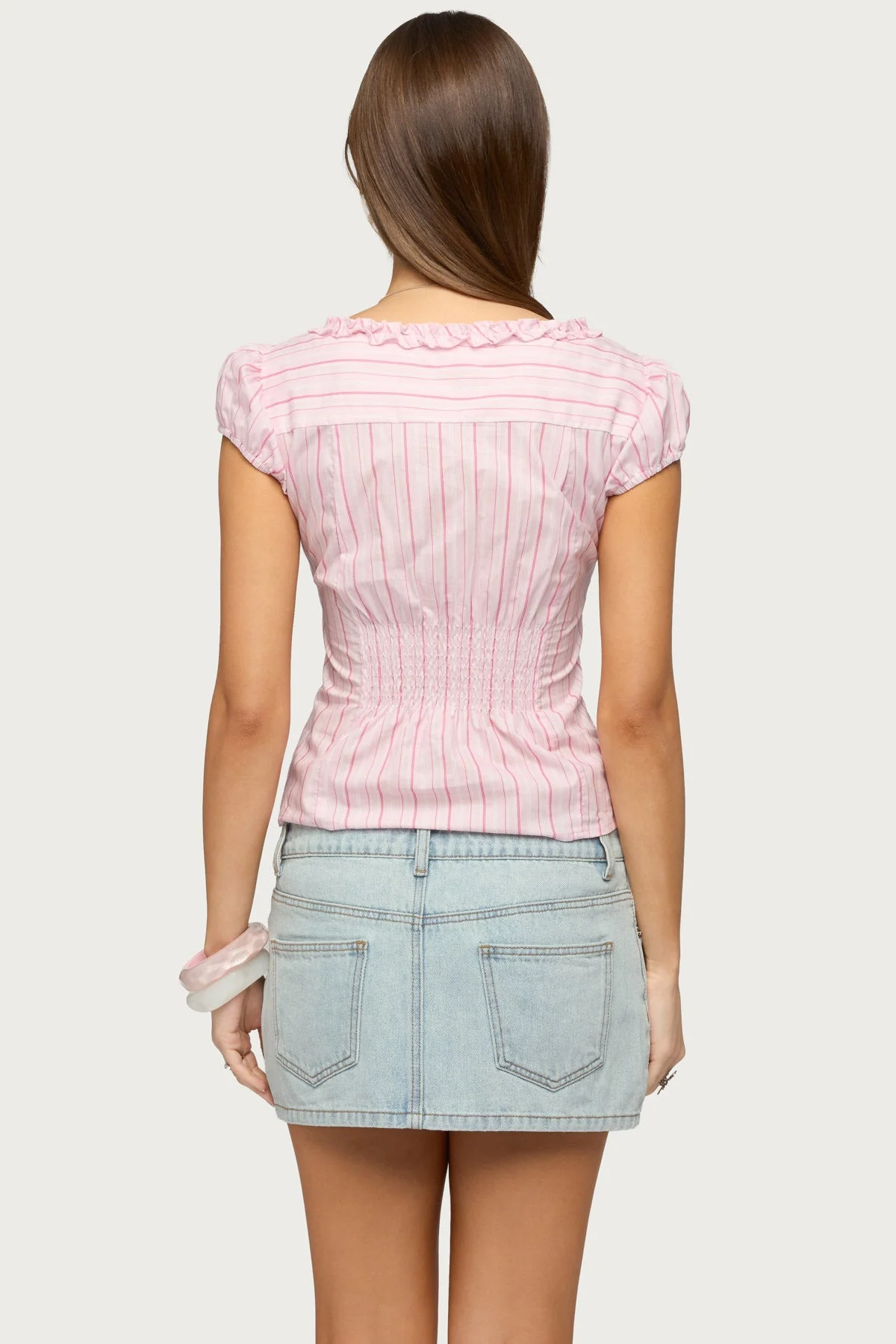 Georgia Ruffle Striped Button Up Top - Image 5