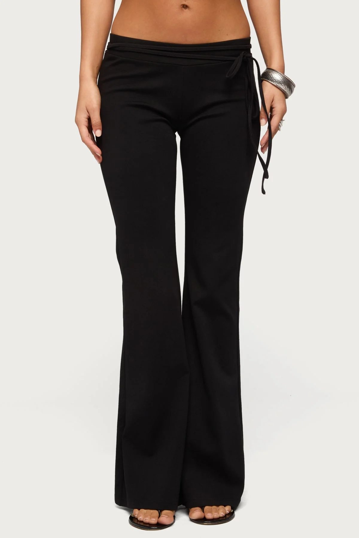 Junipar Waist Tie Flared Trousers - Image 2