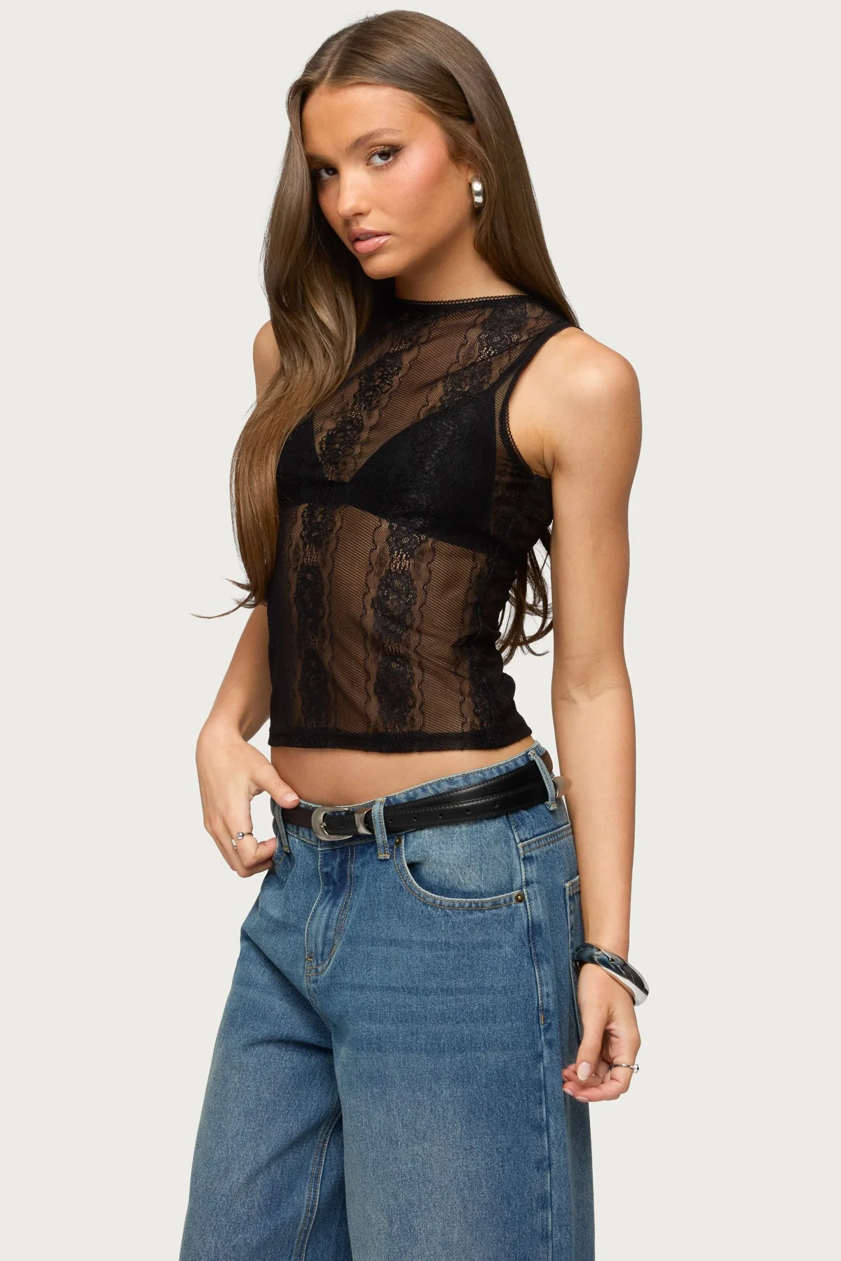 Ephie Sheer Lace Tank Top - Image 3