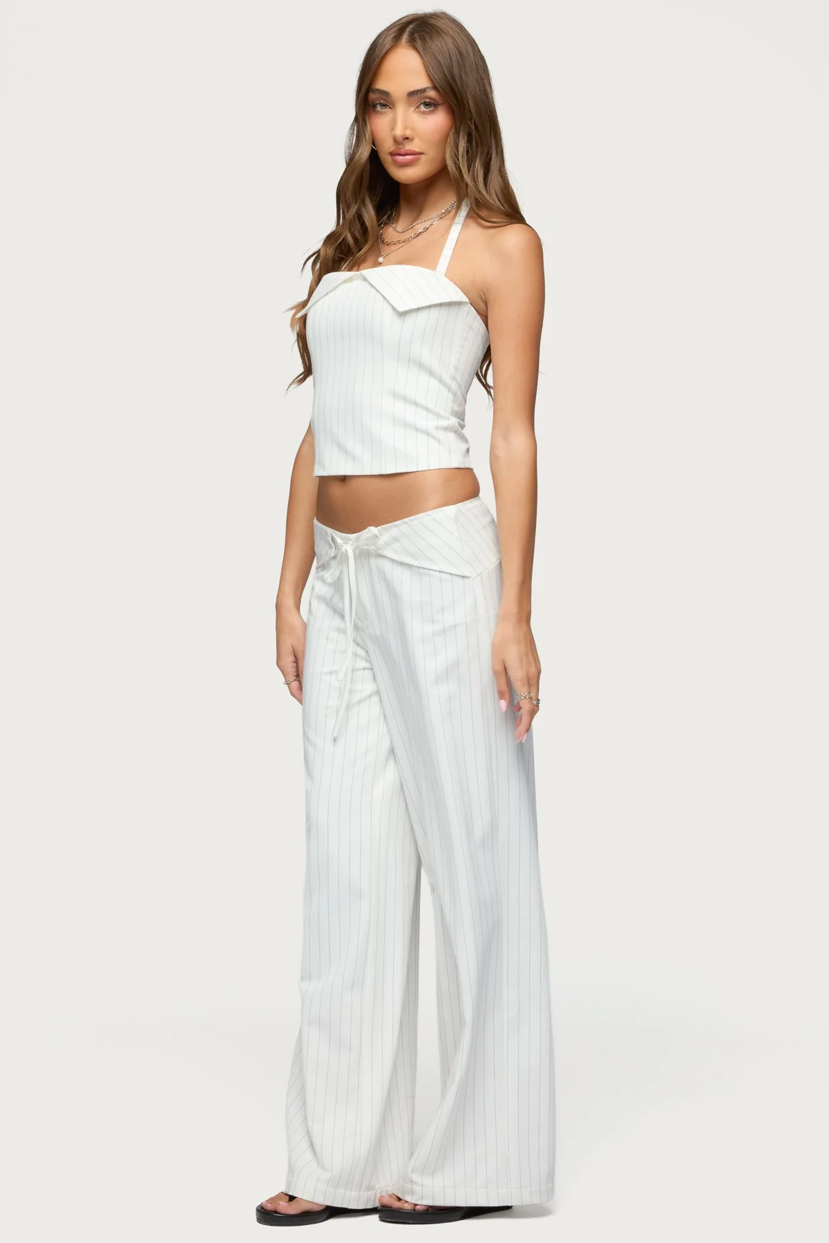 Parker Pinstripe Tie Belt Trousers - Image 3