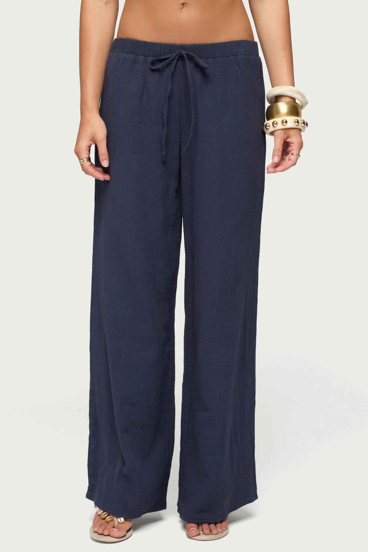 Viktoria Wide Leg Gauze Trousers - Image 2